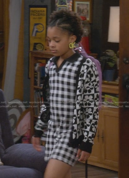 Maya’s floral cardigan on The Upshaws