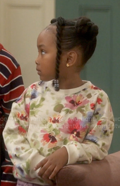 Maya’s watercolor floral sweatshirt on Poppas House