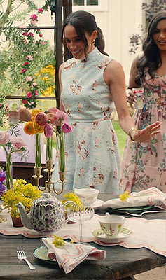 Meghan Markle’s light blue ship print midi dress on With Love Meghan