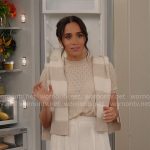 Meghan Markle’s beige knit top and white Zara pants on With Love Meghan