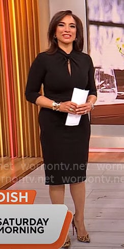 Michelle Miller’s black twist-neck dress on CBS Mornings