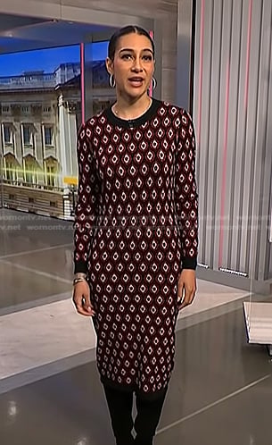 Morgan’s black printed knit dress on NBC News Daily