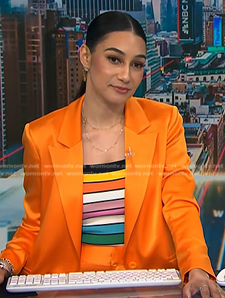Morgan’s multicolor striped top on NBC News Daily
