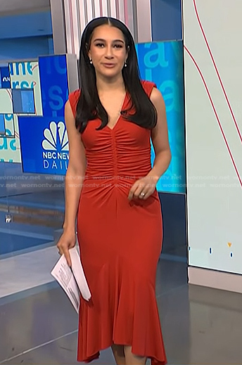 Morgan’s red ruched front dress on NBC News Daily