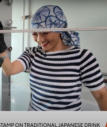 Nancy Chen’s striped knit top on CBS Mornings