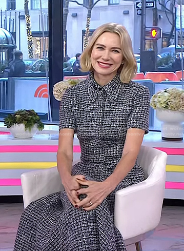 Naomi Watts’s short sleeve tweed dress on Today