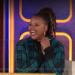 Nicole Byer’s green plaid cardigan on Hollywood Squares
