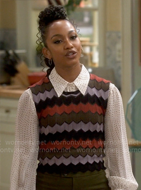 Nina’s chevron striped knit top on Poppas House