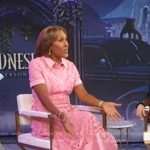 Robin’s pink studded heel pumps on Good Morning America