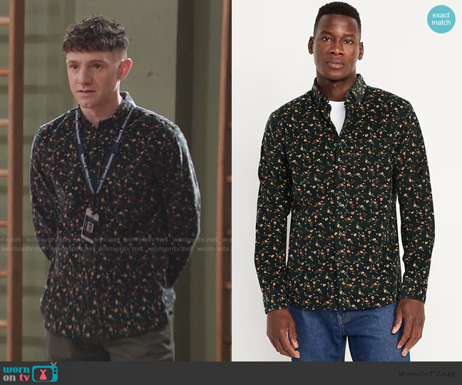 Old Navy Button-Down Corduroy Shirt worn by Jacob Hill (Chris Perfetti) on Abbott Elementary