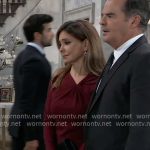 Olivia’s burgundy gathered dress on General Hospital