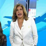 Hoda’s white pinstripe blazer and pant suit on Today