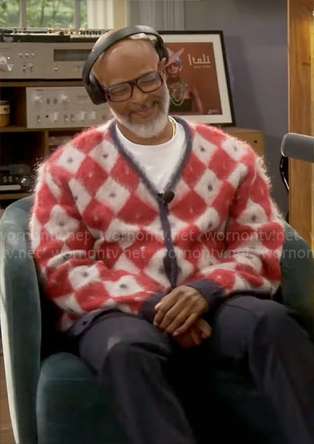 Poppa’s red diamond print cardigan on Poppas House