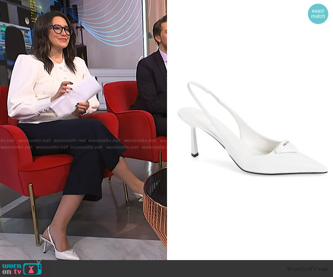 Prada Brushed Leather Slingback Pumps worn by Savannah Sellers on NBC News Daily