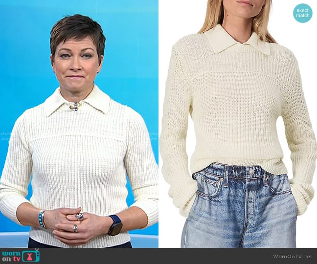 Rag & Bone Madix Ribbed Wool & Alpaca Polo in Ivory worn by Stephanie Gosk on Today
