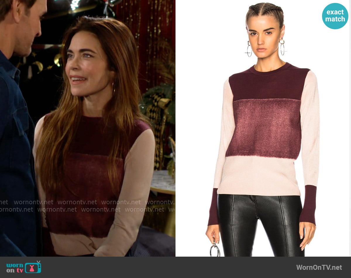 Rag and Bone Marissa Sweater in Rose Dust worn by Victoria Newman (Amelia Heinle) on The Young and the Restless