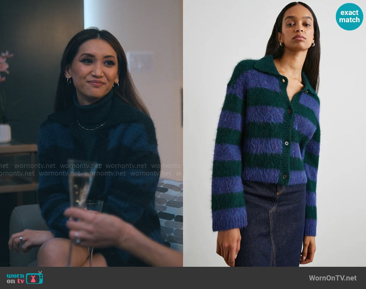 Rails Amber Sweater in Oxford Stripe worn by Ali Lee (Brenda Song) on Running Point