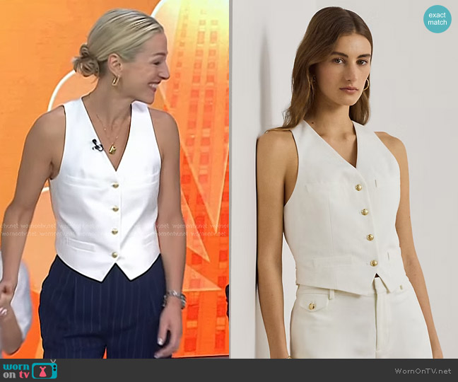 Lauren Ralph Lauren Stretch Cotton Canvas & Twill Vest worn by Lindsay Czarniak on Today