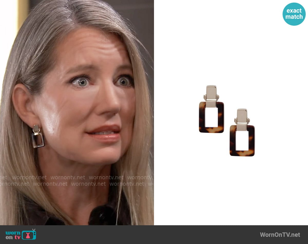 Ralph Lauren Tortoise Link Drop Earrings worn by Nina Reeves (Cynthia Watros) on General Hospital