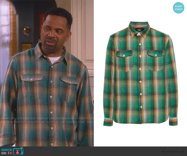 Ralph Lauren Plaid check-pattern cotton shirt worn by Bernard Upshaw (Mike Epps) on The Upshaws