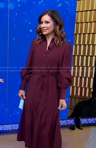 Rebecca’s burgundy shirtdress on Good Morning America
