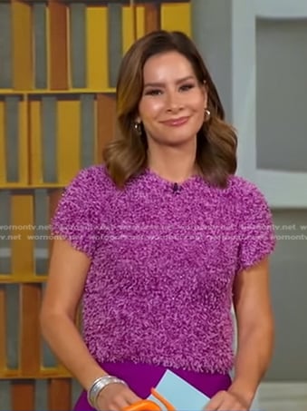 Rebecca’s purple fuzzy top on Good Morning America