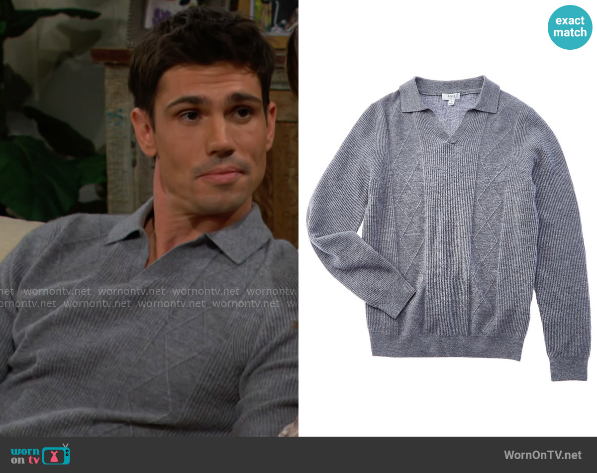 Reiss Malik Sweater worn by Dr. John Finnegan (Tanner Novlan) on The Bold and the Beautiful
