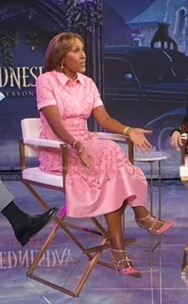 Robin’s pink studded heel pumps on Good Morning America