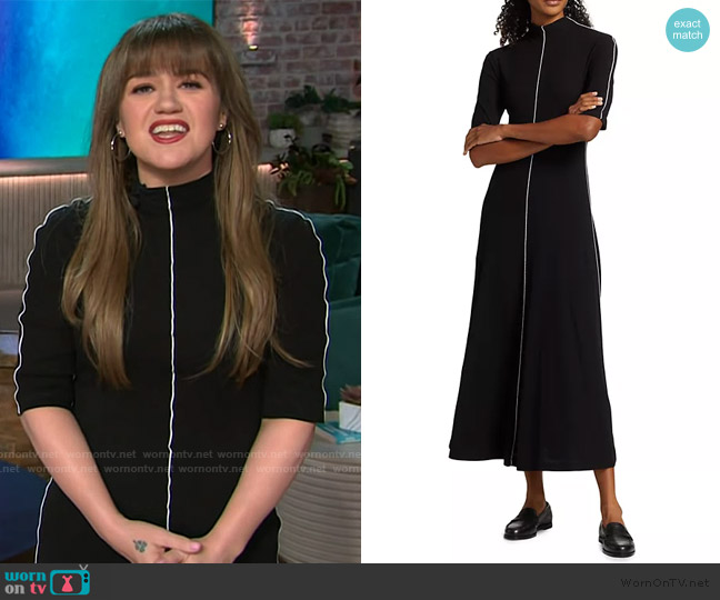 Rosetta Getty Contrast-Stitched Cotton Midi-Dress worn by Kelly Clarkson on The Kelly Clarkson Show