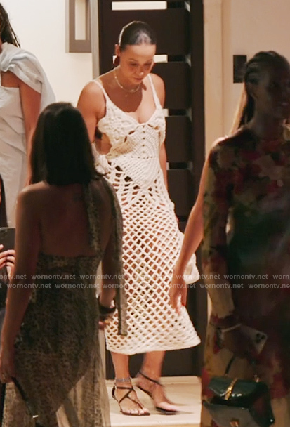 Sai’s white crochet knit dress on The Real Housewives of New York City