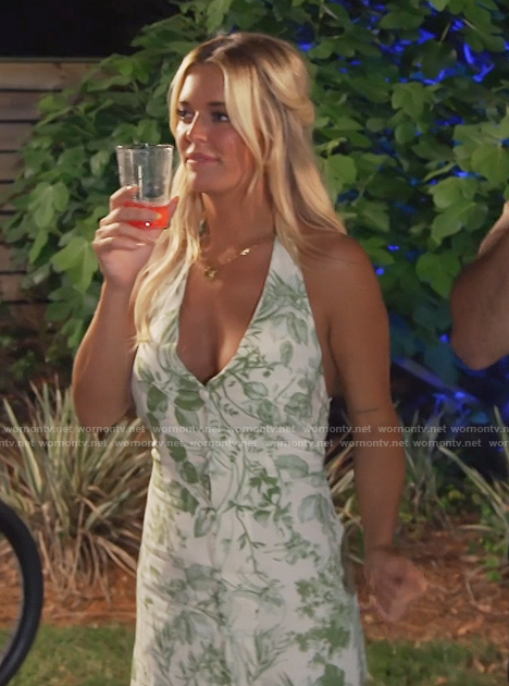 Salley’s green floral print mini dress on Southern Charm