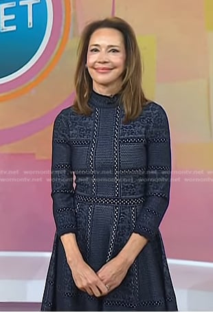 Dr. Samantha Boardman’s navy lace trim dress on Today