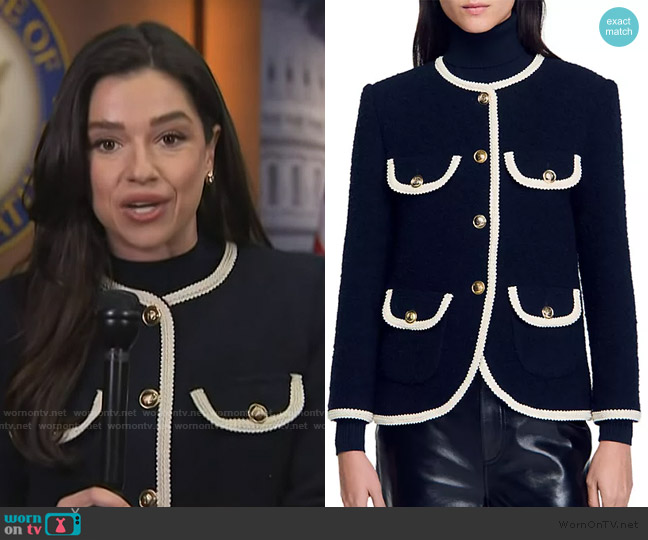 Long Tweed Jacket Sandro worn by Julie Tsirkin on NBC News Daily