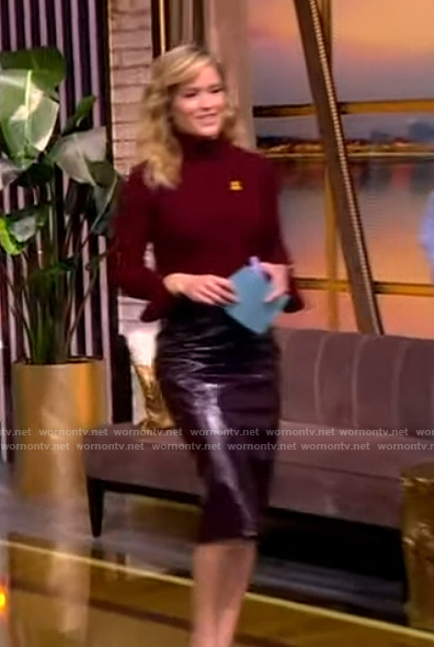 Sara’s burgundy leather skirt on The View