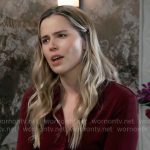 Sasha’s burgundy button down top on General Hospital