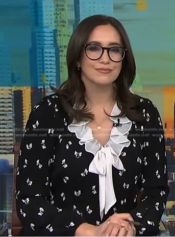 Savannah’s black bow print ruffle dress on NBC News Daily