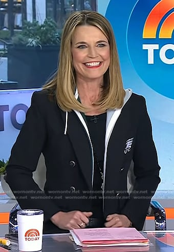 Savannah’s black hooded blazer on Today