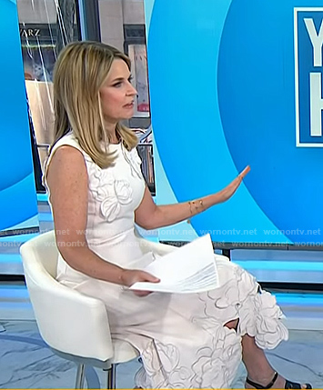 Savannah’s white floral applique midi dress on Today