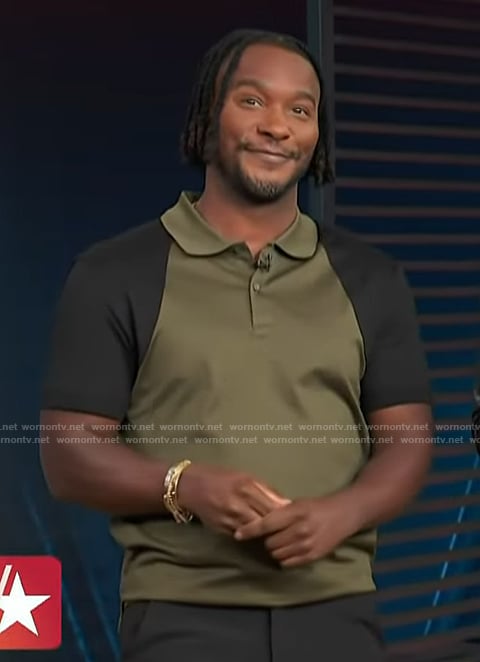 Scott’s green and black polo on Access Hollywood