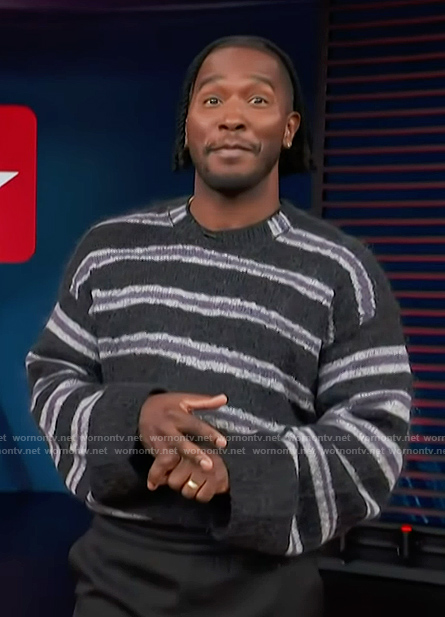 Scott’s striped oversized sweater on Access Hollywood