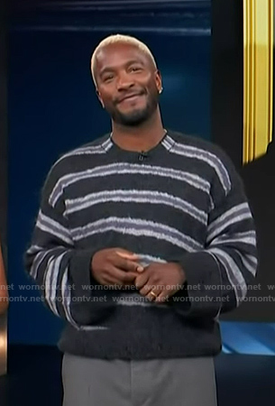 Scott’s striped oversized sweater on Access Hollywood