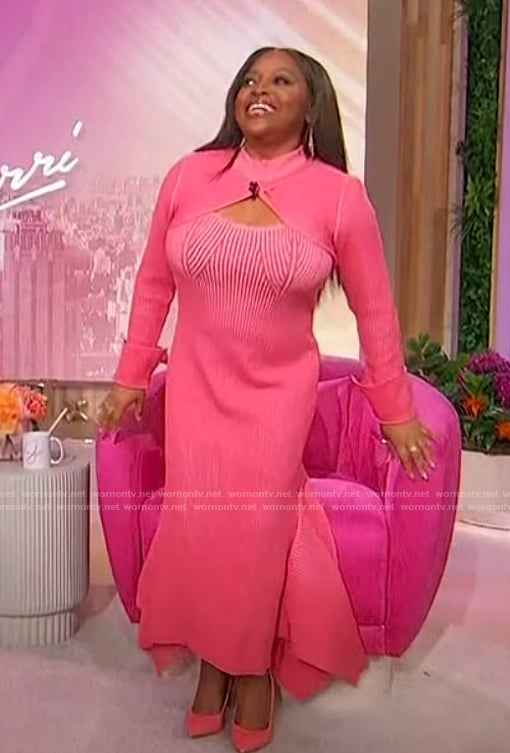 Sherri’s pink ribbed cutout dress on Sherri