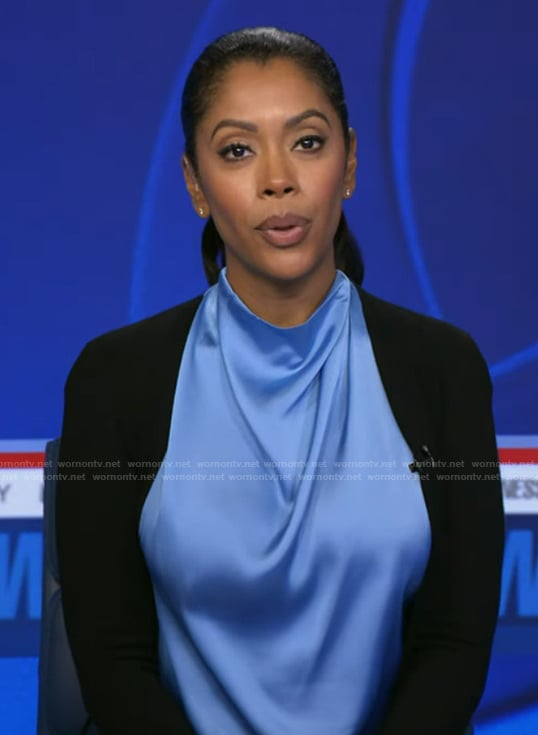 Shirleen Allicot’s blue satin top on Good Morning America