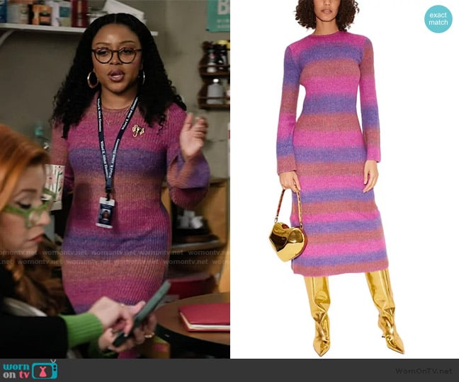 Simon Miller Axon Stripe Long Sleeve Sweater Dress worn by Janine Teagues (Quinta Brunson) on Abbott Elementary
