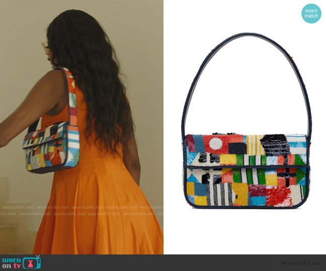 Staud Tommy Beaded Bag Sails Up worn by Stacey Rusch on The Real Housewives of Potomac