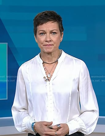 Stephanie’s white button down satin blouse on Today