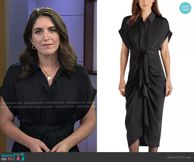 Steve Madden Tori Tie Waist Satin Midi Shirtdress worn by Liz Kreutz on Today