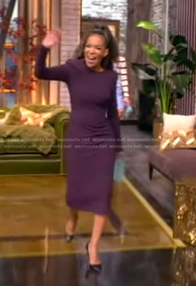 Sunny’s purple long sleeve sheath dress on The View