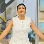 Tamron’s white feather top on Tamron Hall Show