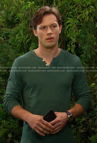 Tate’s green henley shirt on Days of our Lives